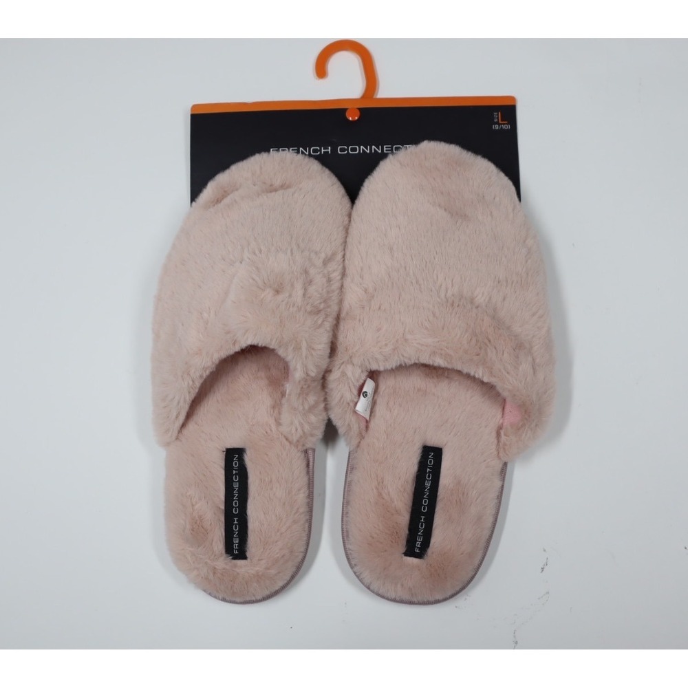 French Connections Women's Pink Faux‎ Fur Slippers - Size L 9-10